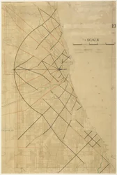 Plåt 91 från The Plan of Chicago, Chicago, Proposed Diagonal Arteries, 1909.