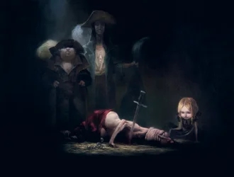 The death of Bluebeard, från Bluebeard av Charles Perrault (1628-1703)