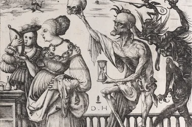 Döden och djävulen överraskar två kvinnor, ca. 1515.