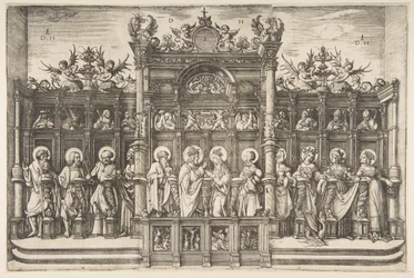 Stort körstall med Kristus som välsignar jungfrun, ca. 1518-20.