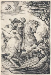 Saint George till häst som dräper draken