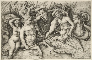 Två Tritons slåss - Battle of the Sea Gods högra del.