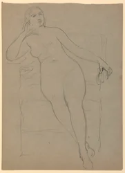 Teckning, Sittande kvinnlig akt, 1870-80