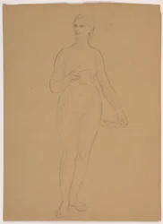Teckning, Kvinnlig naken stående, 1850-60