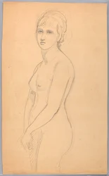 Teckning, Kvinnlig naken stående, 1860-70