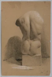 Teckning, manlig torso från gips, 1840