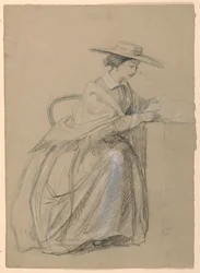 Teckning, Mrs Sheppard Gandy sittande, 1859