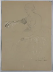 Teckning, Mrs William Wright och barn, 1857