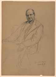 Teckning, Robert L. Stuart sittande, 1881