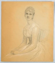 Teckning, Skiss till porträtt av en kvinna, 1881