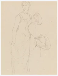 Teckning, Skiss till porträtt av Bella Worsham, 1878