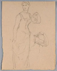 Teckning, Skiss till porträtt av Bella Worsham, 1878