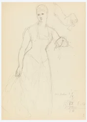 Teckning, Skiss till porträtt av Bella Worsham, 1878