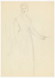 Teckning, Skiss till porträtt av Bella Worsham, 1878