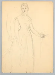 Teckning, Skiss till porträtt av Bella Worsham, 1878