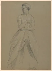 Teckning, studie till "Martha Washington Reception", 1860