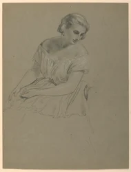 Teckning, studie till "Martha Washington Reception", 1860