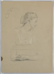Teckning, studie till "Martha Washington Reception", 1860