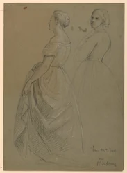 Teckning, studie till "Martha Washingtons mottagning", 1860