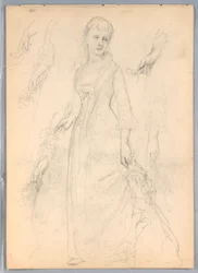 Teckning, studie till "Titian Showing", 1872