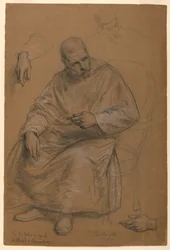 Teckning, studie till "Titian Showing", 1872