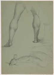 Teckning, Två anatomiska studier, ca 1850