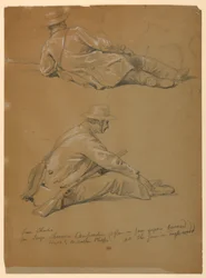Teckning, Två studier av konstnären, 1864