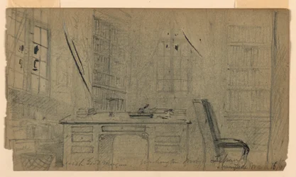 Teckning, Washington Irvings bibliotek i Sunnyside, 16 mars 1860