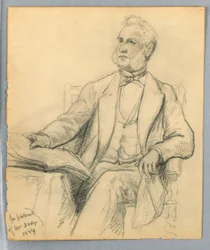 Teckning, William E. Dodge sittande, 1884