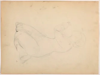 Teckning, Knäböjande kvinna, ca 1852