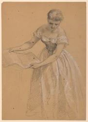 Teckning, Stående kvinna, 1860