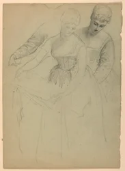 Teckning, Stående kvinna, Separat, 1860