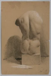 Manlig torso från en gipsgjutning