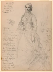Mrs. Rutherford B. Hayes stående, studier av armar och händer