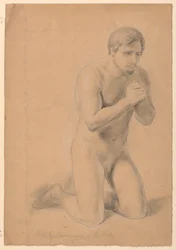 Naken mansfigur, studie för "Communion of the Sick"