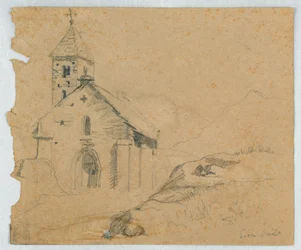 Liten kyrka i Sion, Schweiz