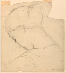 Studie för "Roman Girl", Head of a Woman