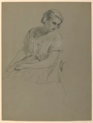 Studie av sittande kvinna för "The Republican Court" (Lady Washingtons mottagningsdag)