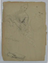 Studie av stående kvinna för "The Republican Court" (Lady Washingtons mottagningsdag)