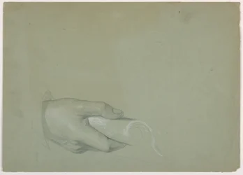 Studie av en mans hand för "Tribute Money"