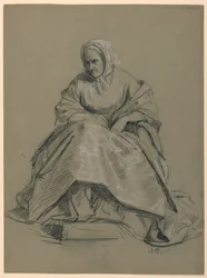 Studie av en sittande kvinna för "The Republican Court" (Lady Washingtons mottagningsdag)