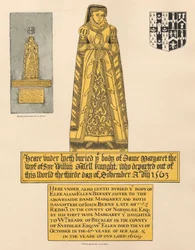 Mässingsplatta för Dame Margaret Dalett och Ellen Berney, från Beckenham Church