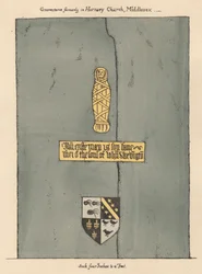 Mässingsplatta för John Skevington från Hornsey Church