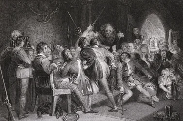 The Hall of Glennaquoich - a Highland Feast, graverad av P. Lightfoot, från 