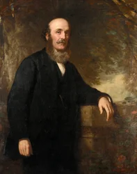 Porträtt av Peter Denny (1821-1895), skeppsbyggare och redare i Dumbarton (Skottland). Olja på duk