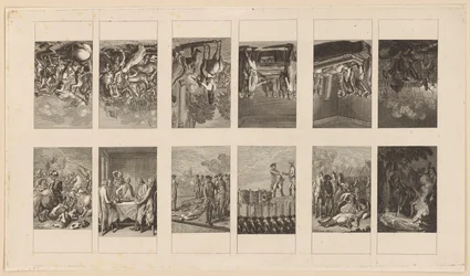 12 blad med brandenburgska krigsscener