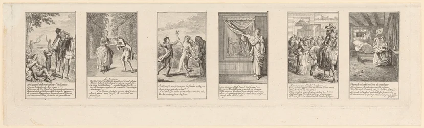 6 av 12 blad med moraliskt och satiriskt innehåll, del 2