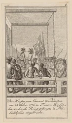 Blad 6 i serien till uppsatsen "Historien om revolutionen i Nordamerika" av M. C. Sprengel.