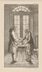 Herr v. G. sträcker fram handen mot den gamle mannen