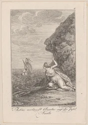 Theseus lämnar Ariadne på ön Naxos, blad 4 till Beckers "Theseus"
